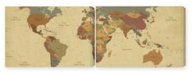 Obraz Dyptyk Textured vintage world map -