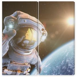 Obraz Dyptyk Astronaut in outer space, 3d