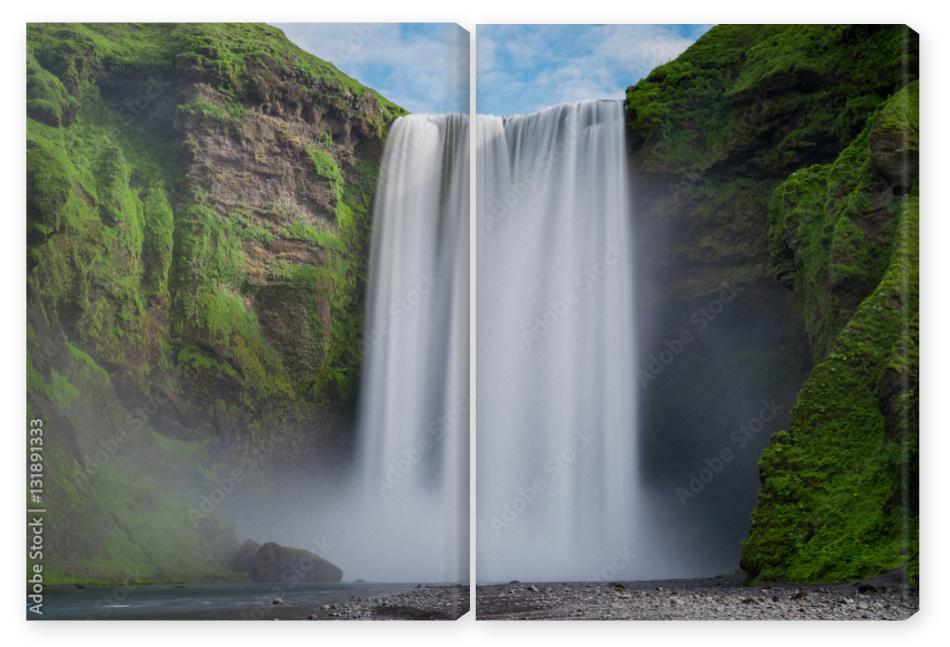 Obraz Dyptyk Skogafoss waterfall long