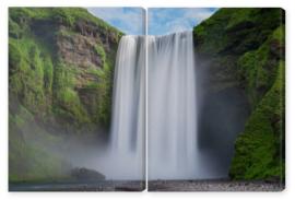 Obraz Dyptyk Skogafoss waterfall long