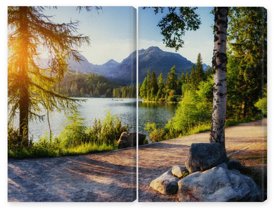 Obraz Dyptyk Majestic mountain lake in
