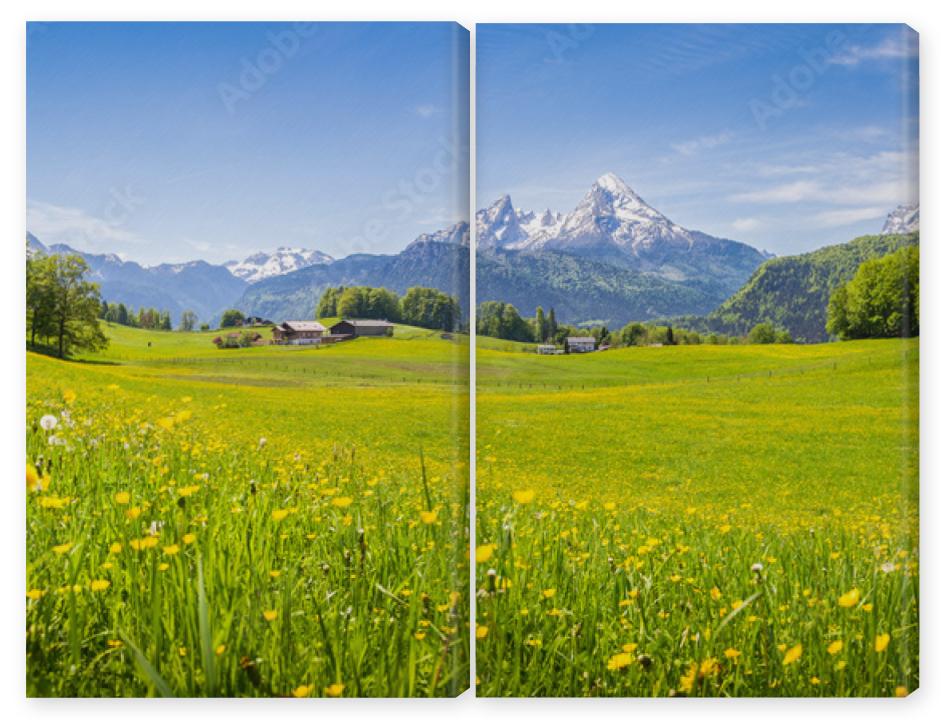 Obraz Dyptyk Idyllic landscape in the Alps