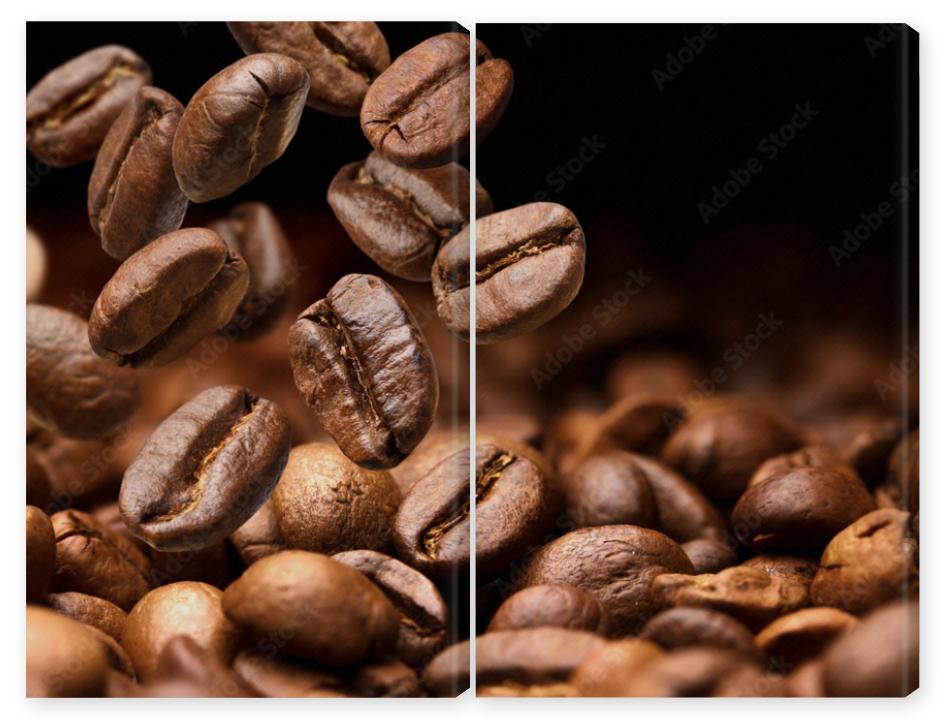 Obraz Dyptyk Falling coffee beans. Dark