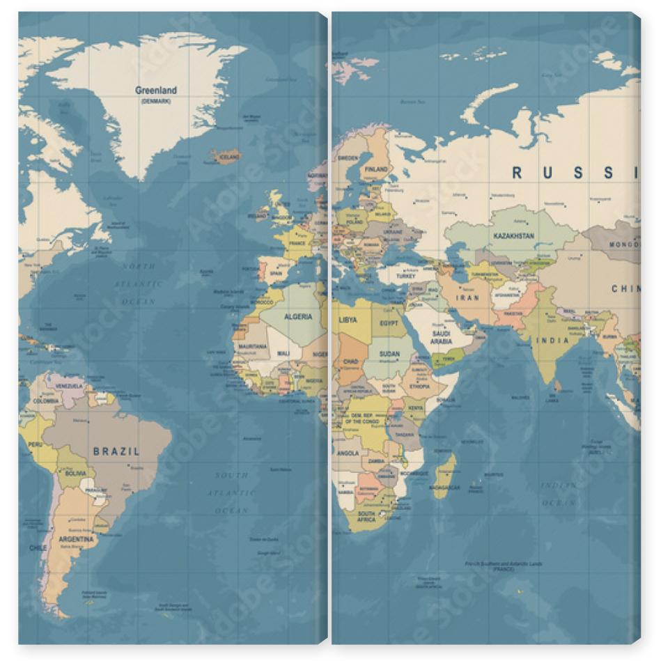 Obraz Dyptyk World Map Vector. Detailed