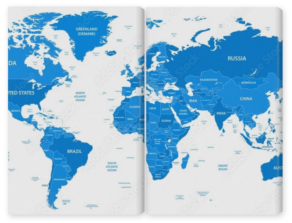 Obraz Dyptyk Detailed world map with