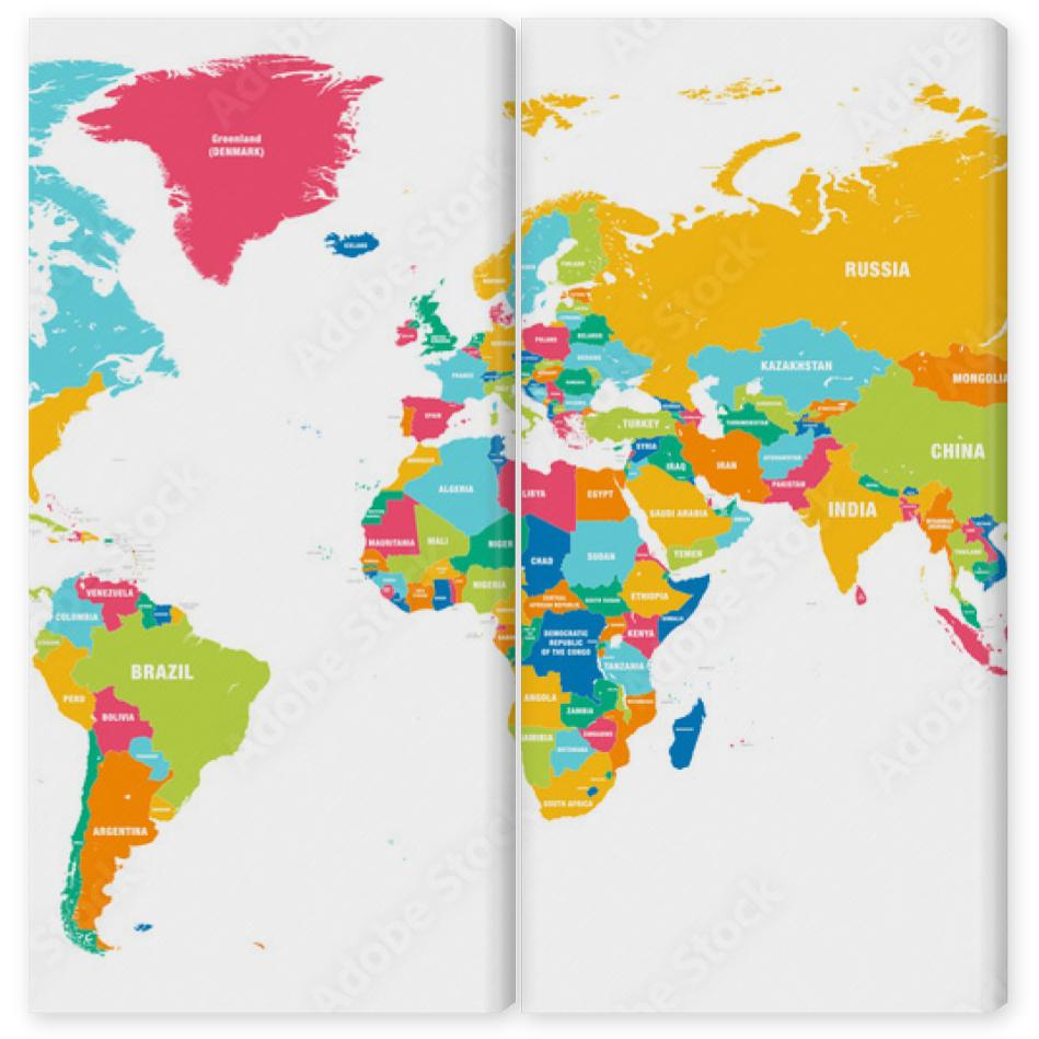 Obraz Dyptyk Colorful Vector world map