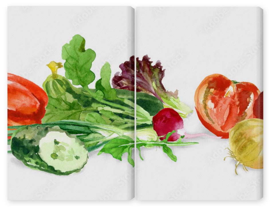 Obraz Dyptyk Watercolor food. Fresh