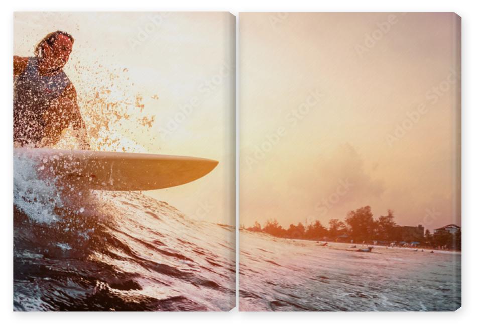 Obraz Dyptyk Surfer rides the ocean wave