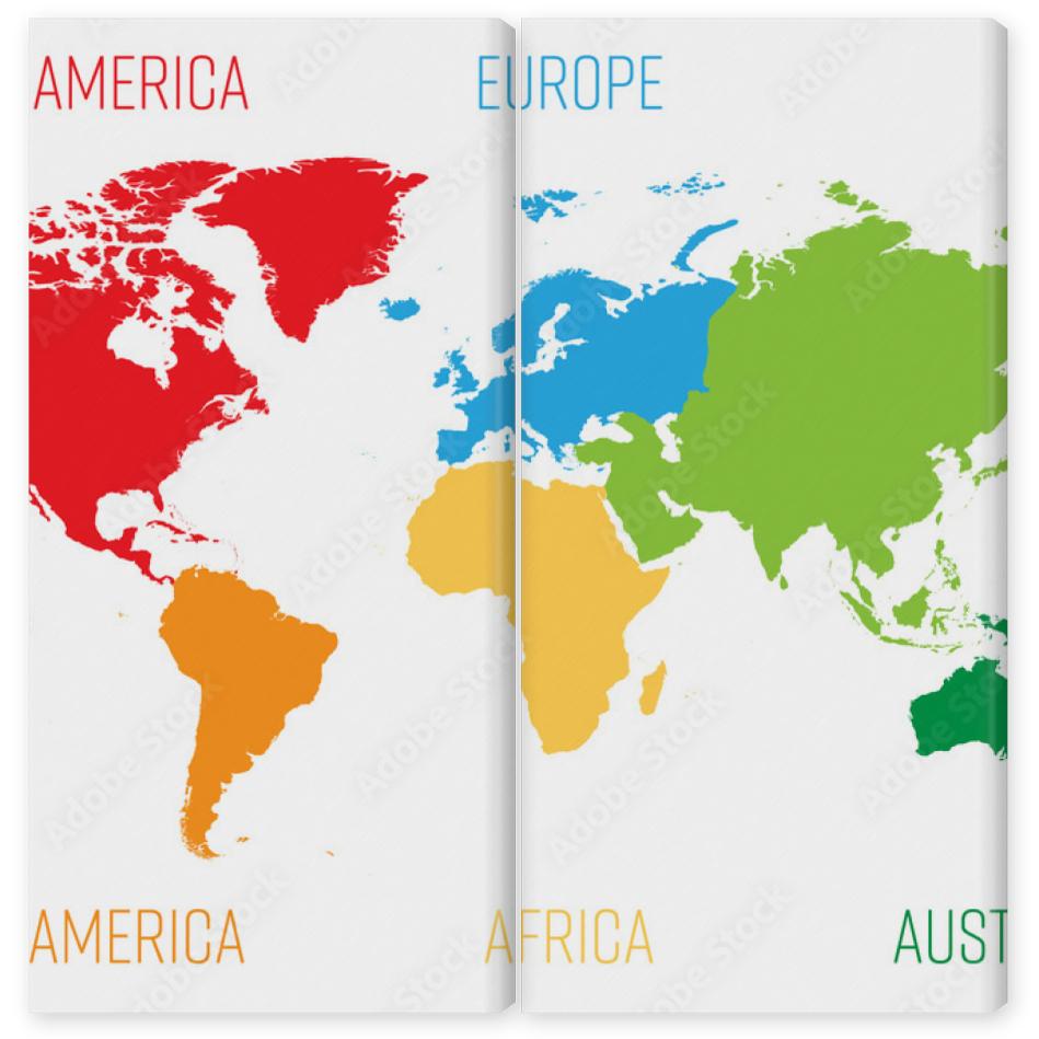 Obraz Dyptyk World map divided into six