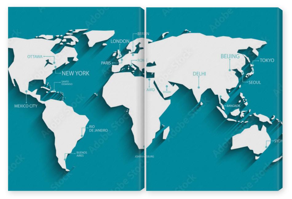 Obraz Dyptyk Modern world map with shadow