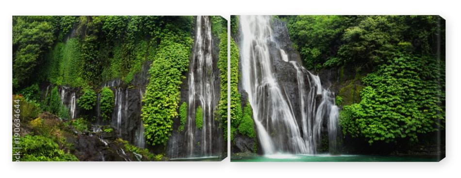 Obraz Dyptyk Jungle waterfall cascade in