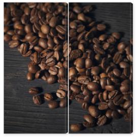 Obraz Dyptyk coffee beans on a black old 