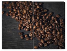 Obraz Dyptyk coffee beans on a black old 