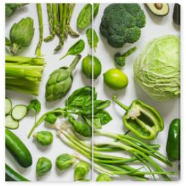 Obraz Dyptyk Green vegetables on a wooden