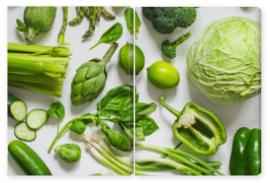 Obraz Dyptyk Green vegetables on a wooden