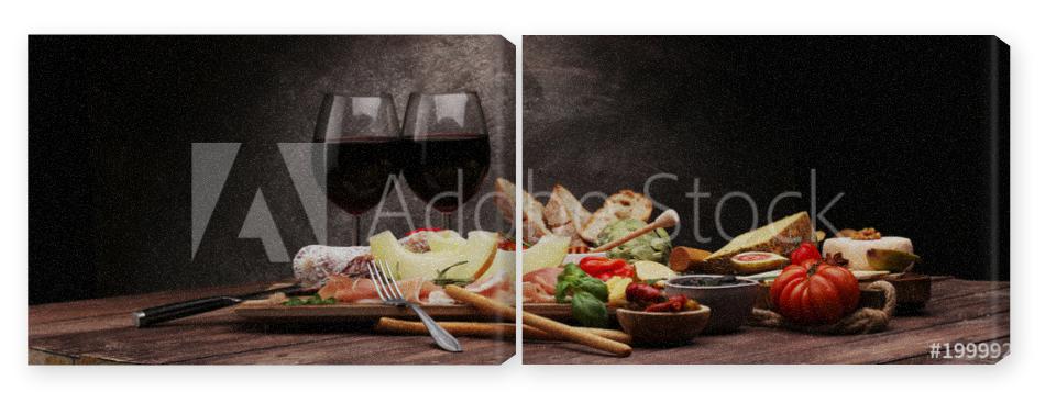 Obraz Dyptyk Italian antipasti wine snacks