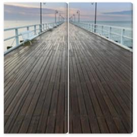 Obraz Dyptyk Wooden pier at sea shore,