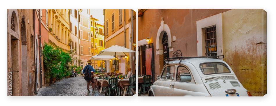 Obraz Dyptyk Cozy street in Trastevere,