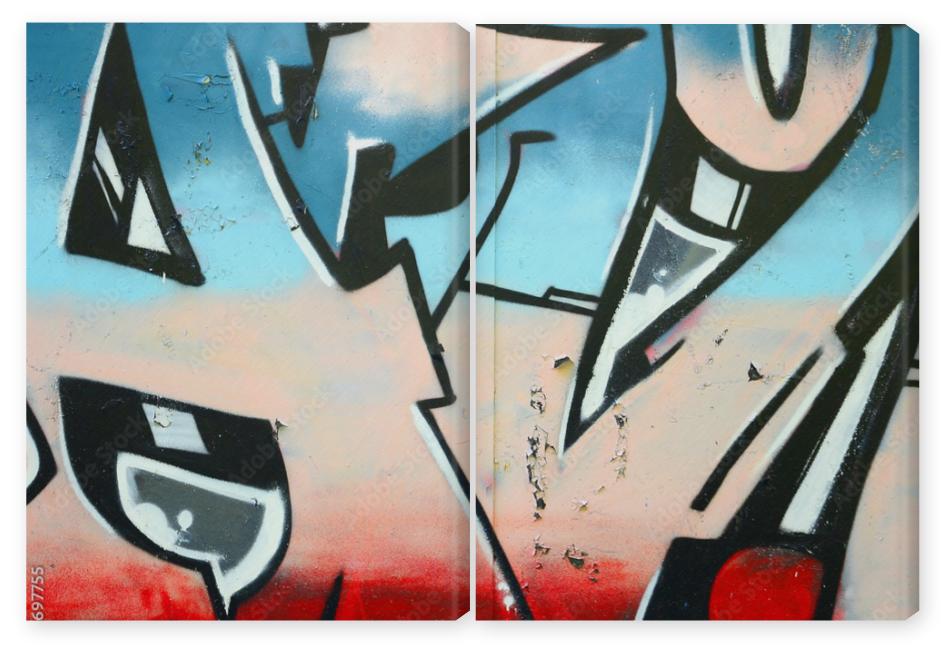 Obraz Dyptyk Fragment of graffiti drawings.