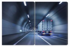 Obraz Dyptyk Truck passing through tunnels