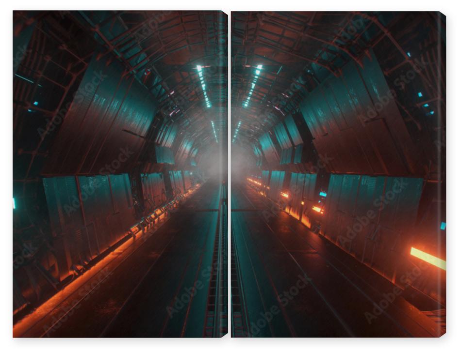 Obraz Dyptyk sci fi tunnel