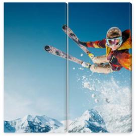 Obraz Dyptyk Skiing. Jumping skier. Extreme