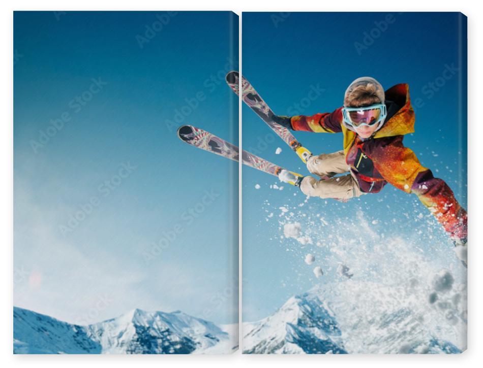 Obraz Dyptyk Skiing. Jumping skier. Extreme