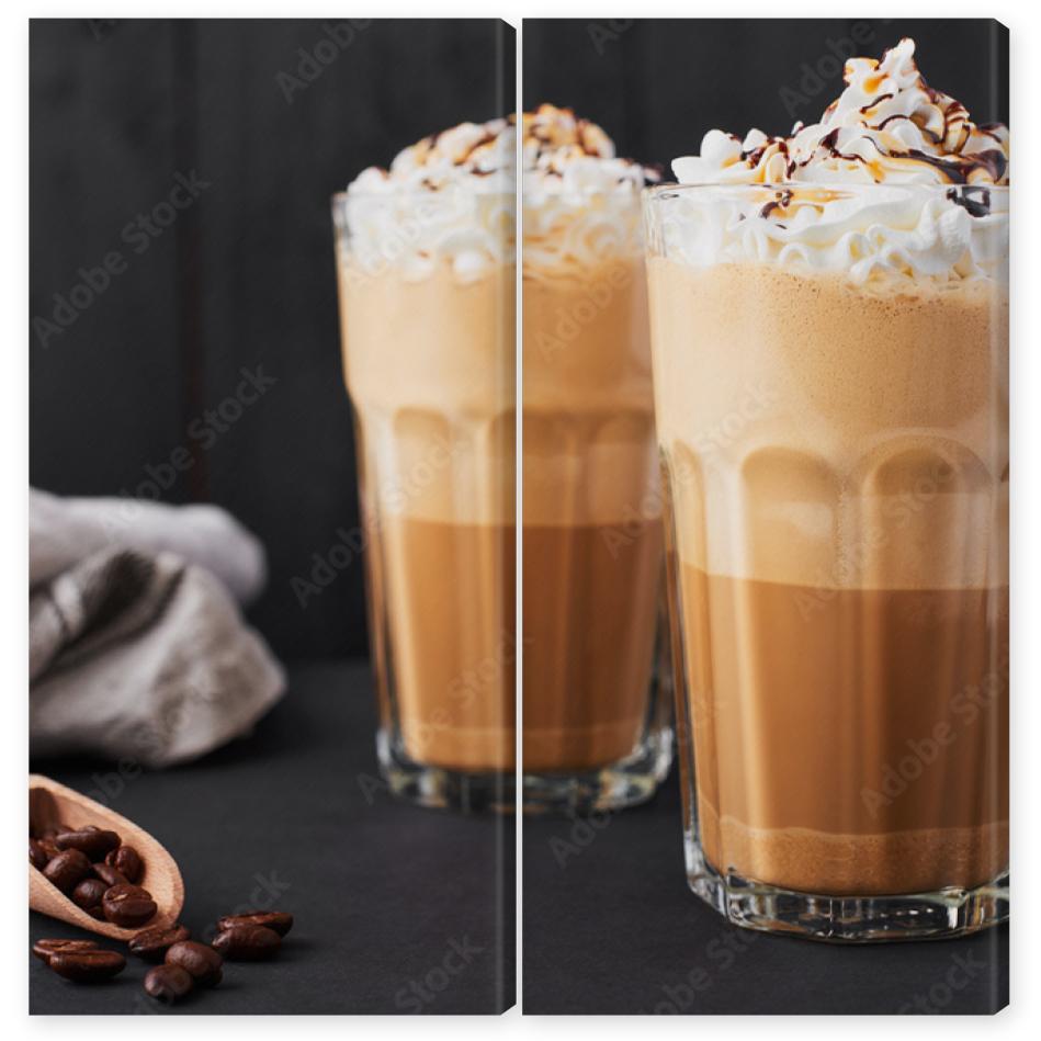 Obraz Dyptyk Iced caramel latte coffee in a