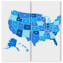 Obraz Dyptyk Blank similar USA map isolated