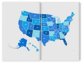 Obraz Dyptyk Blank similar USA map isolated