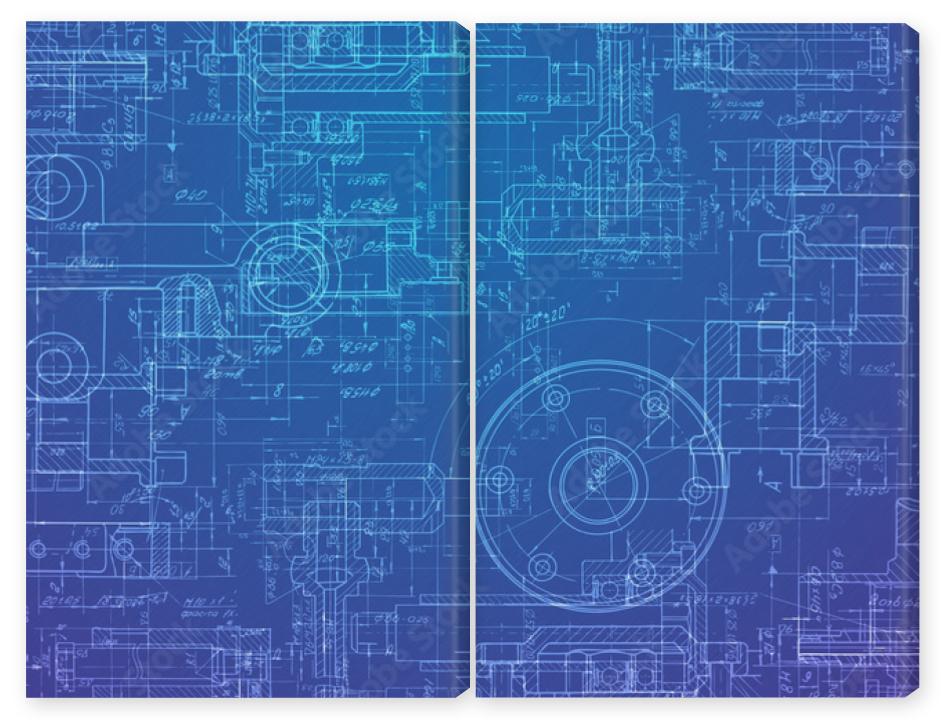 Obraz Dyptyk Technical drawing on a