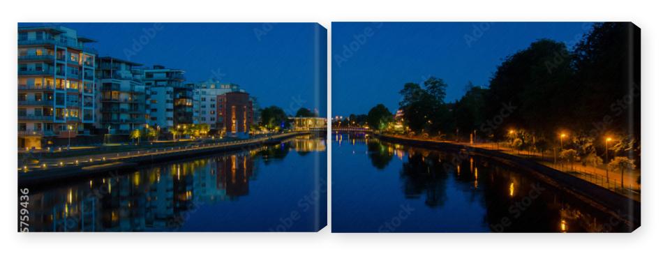 Obraz Dyptyk night view of the bridge and