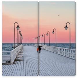 Obraz Dyptyk pier in baltic sea winter