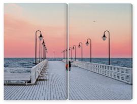 Obraz Dyptyk pier in baltic sea winter