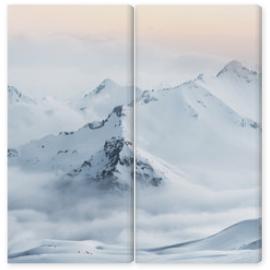 Obraz Dyptyk Snow covered mountain peaks of