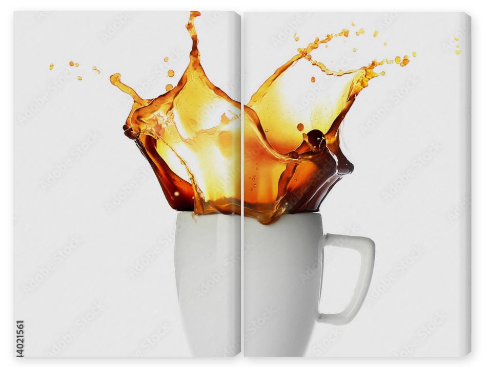 Obraz Dyptyk Splash of coffee in cup on