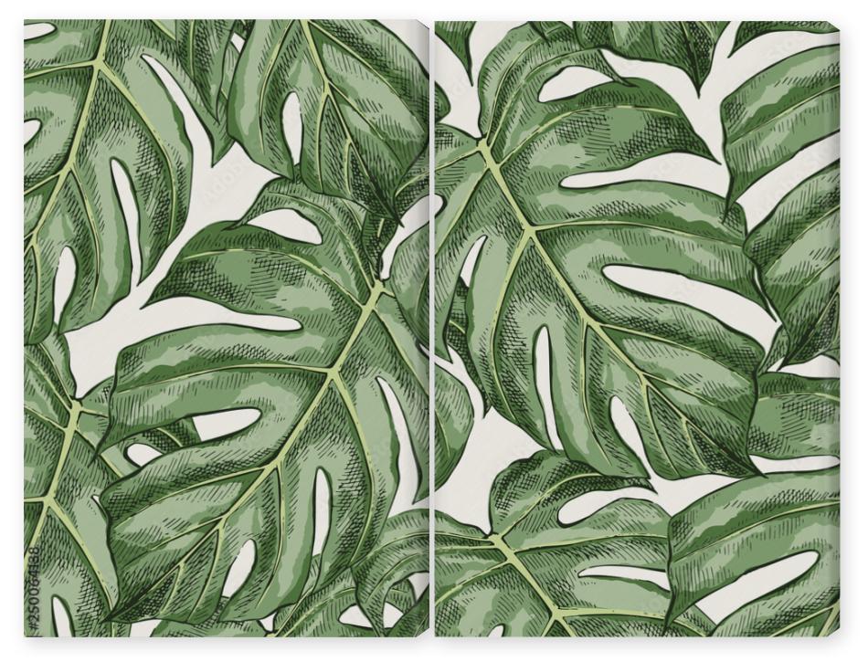 Obraz Dyptyk Monstera leaves hand drawn