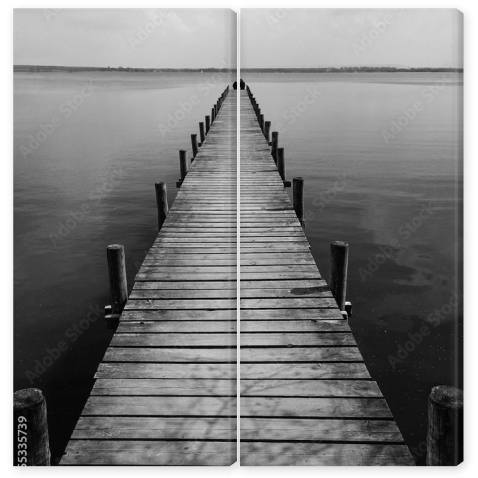 Obraz Dyptyk Wooden pier at silence lake,