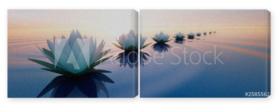 Obraz Dyptyk Lotusblüten im Sonnenuntergang