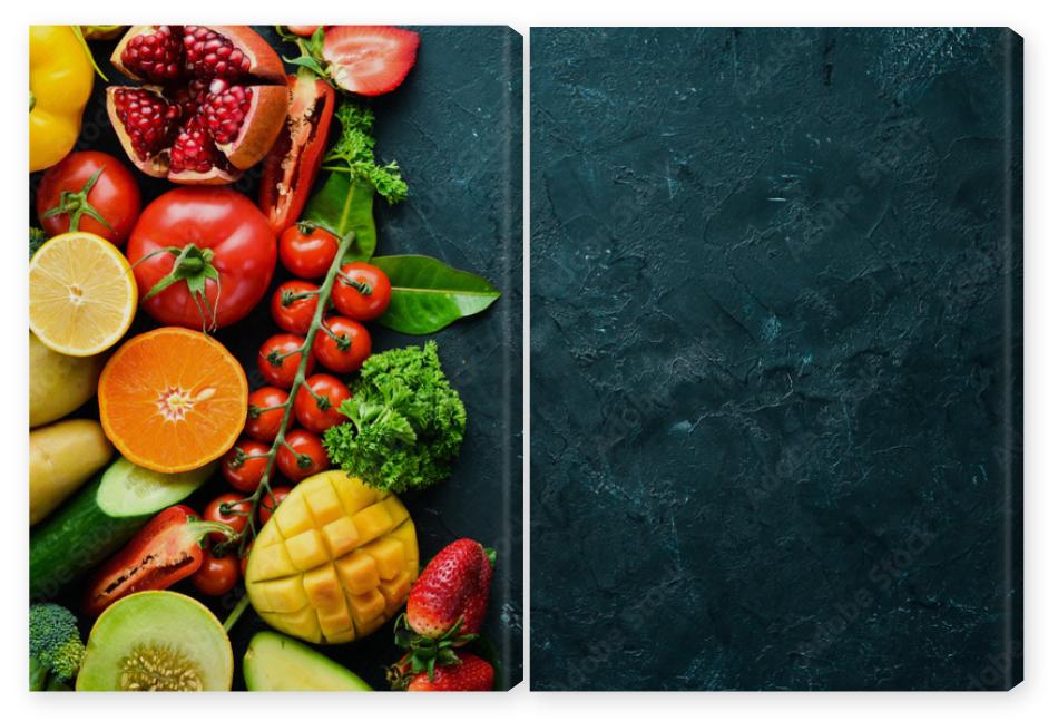 Obraz Dyptyk Fresh fruits, vegetables and