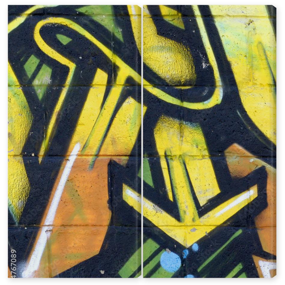 Obraz Dyptyk Fragment of colored street art