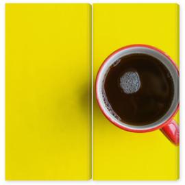 Obraz Dyptyk cup of coffee on yellow