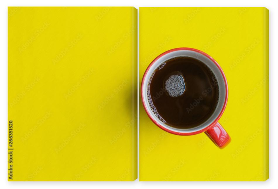 Obraz Dyptyk cup of coffee on yellow
