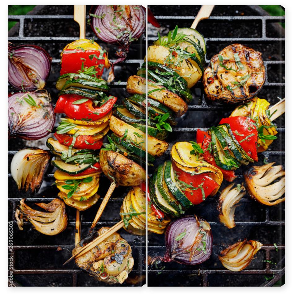Obraz Dyptyk Vegetarian skewers, grilled