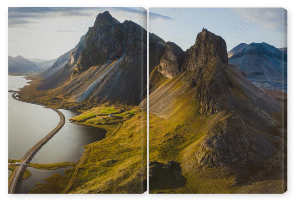 Obraz Dyptyk scenic road in Iceland,