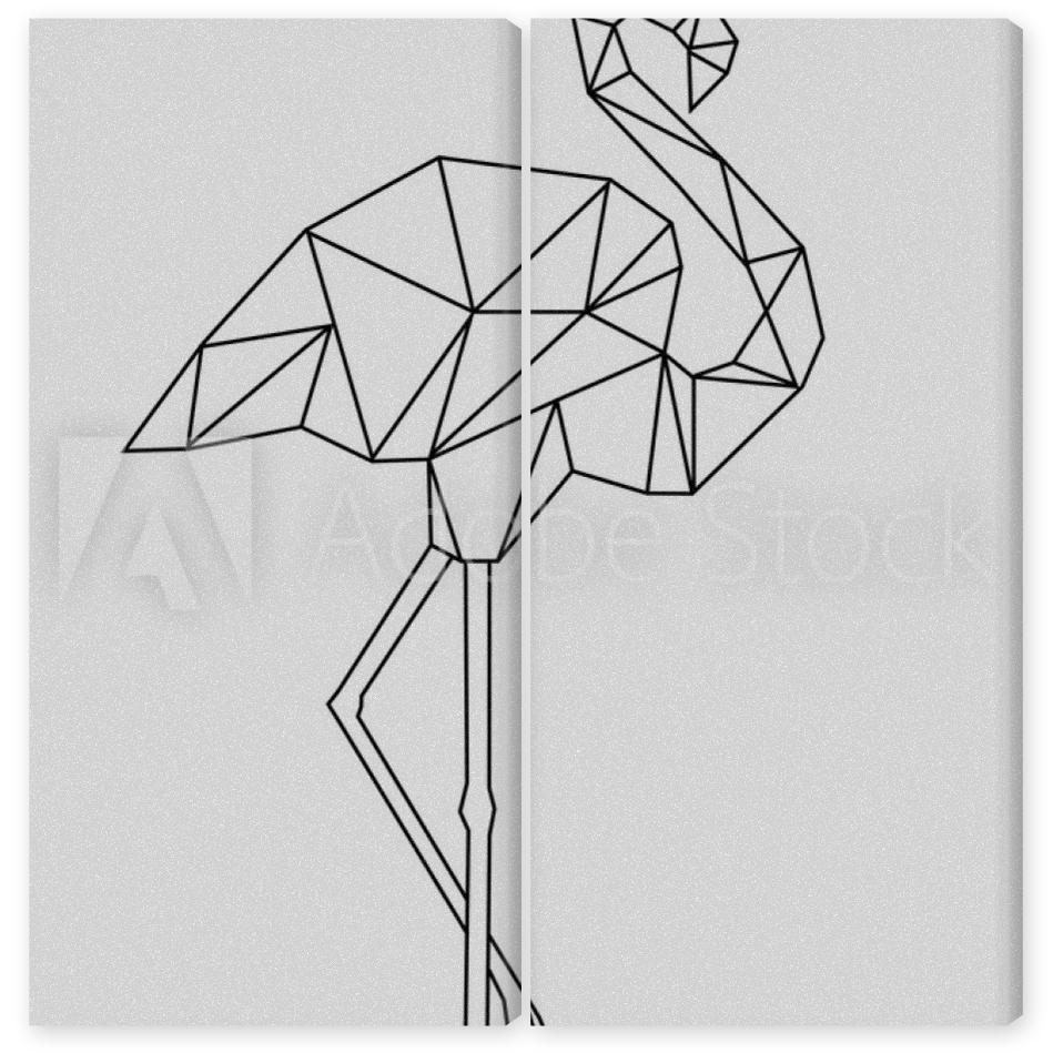 Obraz Dyptyk Image of Low poly flamingo