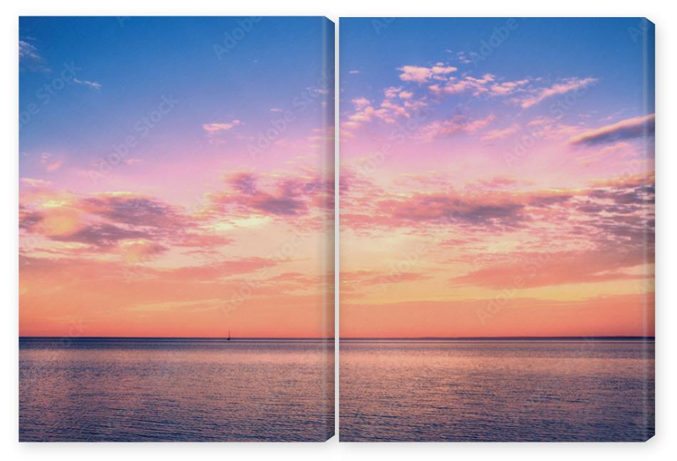 Obraz Dyptyk Beautiful sunset over Lake