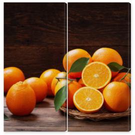 Obraz Dyptyk fresh orange fruits with