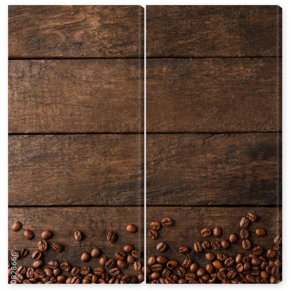 Obraz Dyptyk Coffee beans on wooden