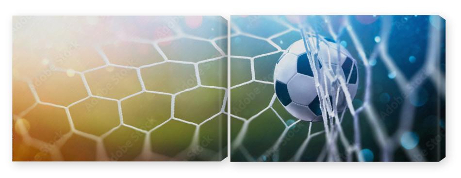 Obraz Dyptyk Soccer Ball in Goal Multicolor